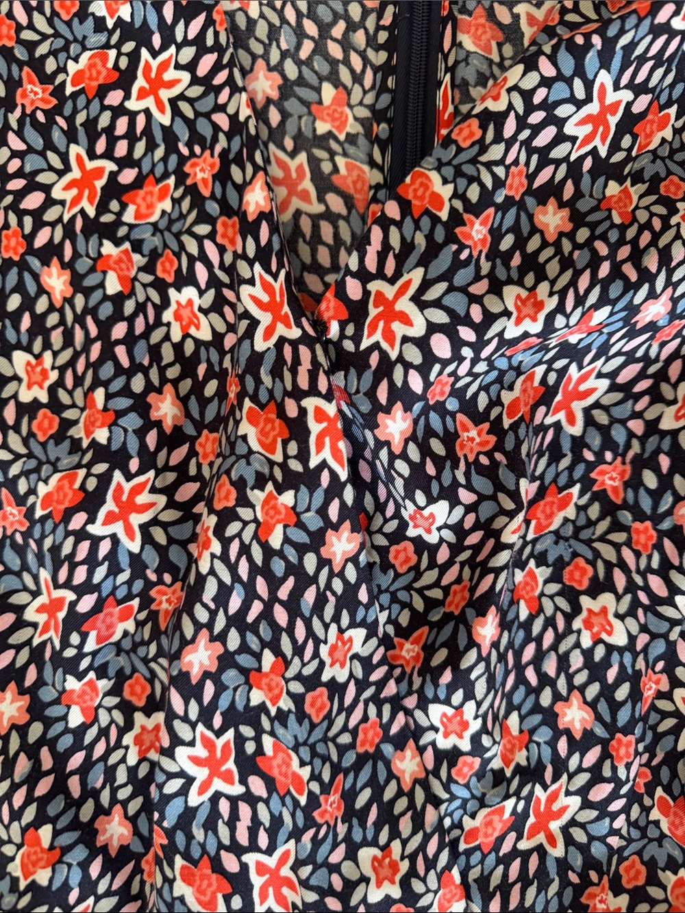 Floral V-Neck Long Sleeve Jumpsuit in Navy with Coral Accents - Picture 6 of 16